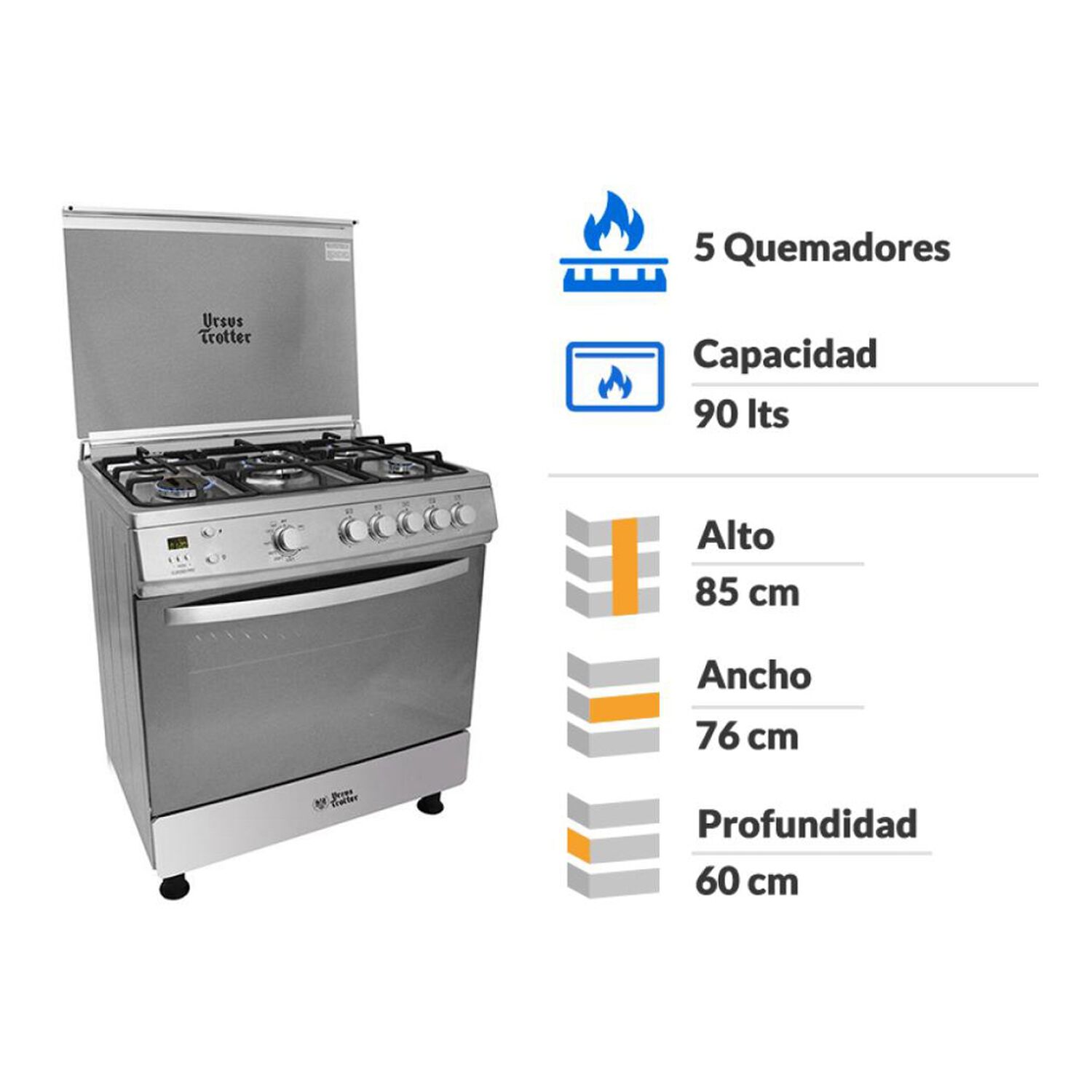 Cocina A Gas Ursus Trotter UT EURO80 PR / 5 Quemadores image number 1.0